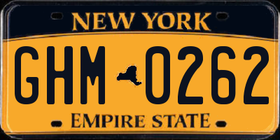 NY license plate GHM0262