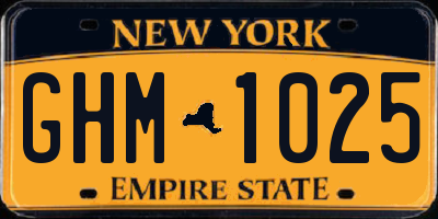 NY license plate GHM1025