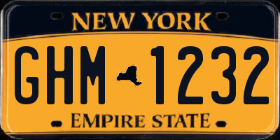 NY license plate GHM1232