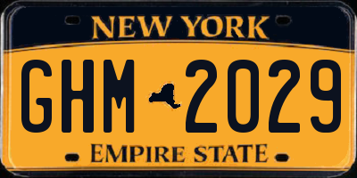 NY license plate GHM2029