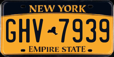 NY license plate GHV7939