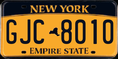 NY license plate GJC8010
