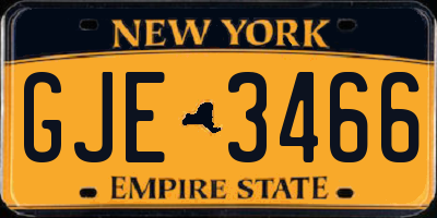 NY license plate GJE3466