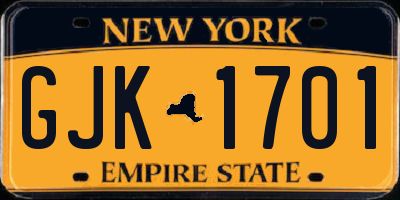 NY license plate GJK1701