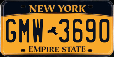 NY license plate GMW3690