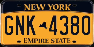 NY license plate GNK4380