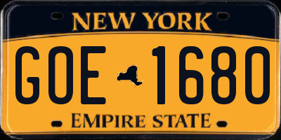 NY license plate GOE1680