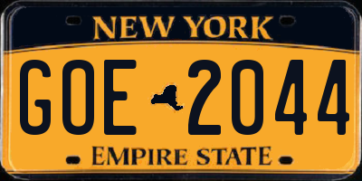 NY license plate GOE2044