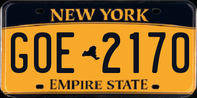 NY license plate GOE2170