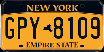 NY license plate GPY8109