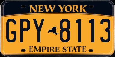 NY license plate GPY8113