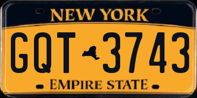 NY license plate GQT3743