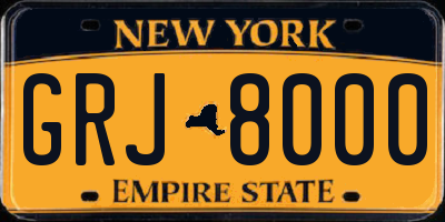 NY license plate GRJ8000
