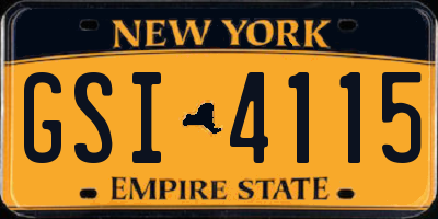 NY license plate GSI4115