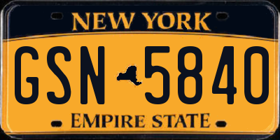 NY license plate GSN5840