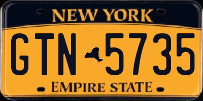 NY license plate GTN5735