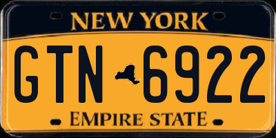 NY license plate GTN6922