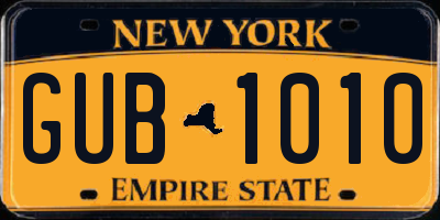 NY license plate GUB1010