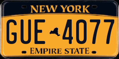 NY license plate GUE4077