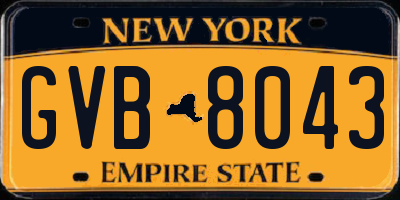 NY license plate GVB8043
