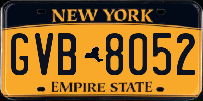 NY license plate GVB8052