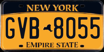 NY license plate GVB8055
