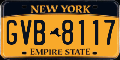NY license plate GVB8117