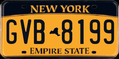 NY license plate GVB8199