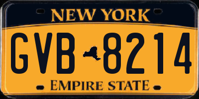 NY license plate GVB8214