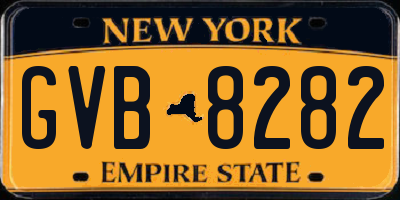 NY license plate GVB8282