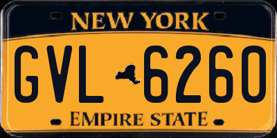 NY license plate GVL6260