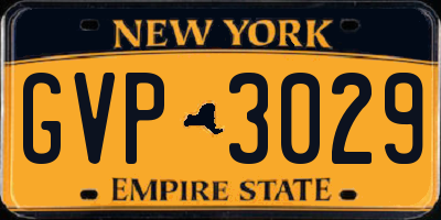 NY license plate GVP3029