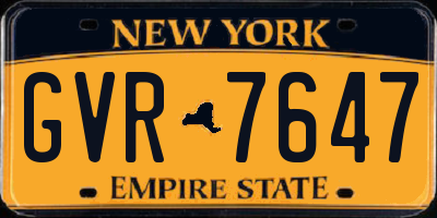 NY license plate GVR7647
