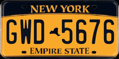NY license plate GWD5676