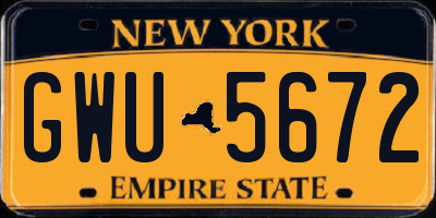 NY license plate GWU5672