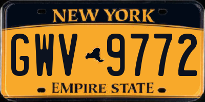 NY license plate GWV9772