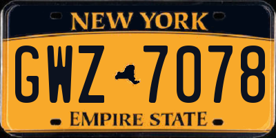 NY license plate GWZ7078