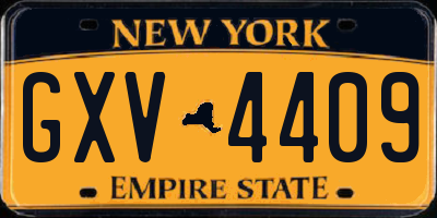NY license plate GXV4409