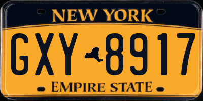 NY license plate GXY8917