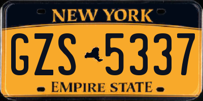 NY license plate GZS5337