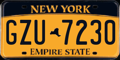 NY license plate GZU7230