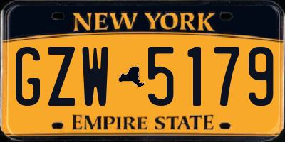 NY license plate GZW5179