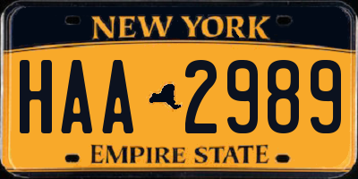 NY license plate HAA2989