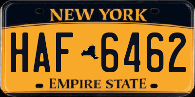 NY license plate HAF6462