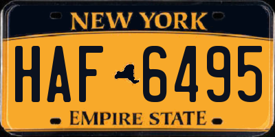 NY license plate HAF6495