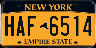 NY license plate HAF6514