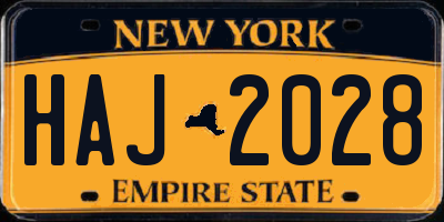 NY license plate HAJ2028