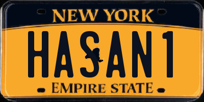 NY license plate HASAN1