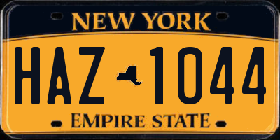 NY license plate HAZ1044