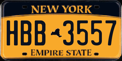 NY license plate HBB3557